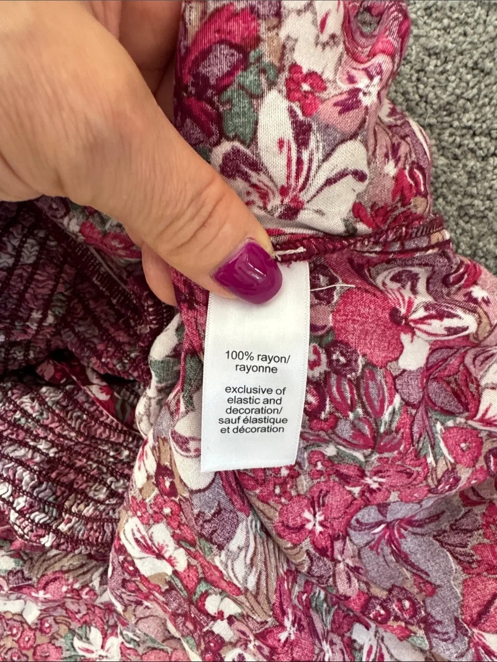 Maurices Floral Smocked Camisole in Burgundy and Pink - NWOT - Picture 8 of 8